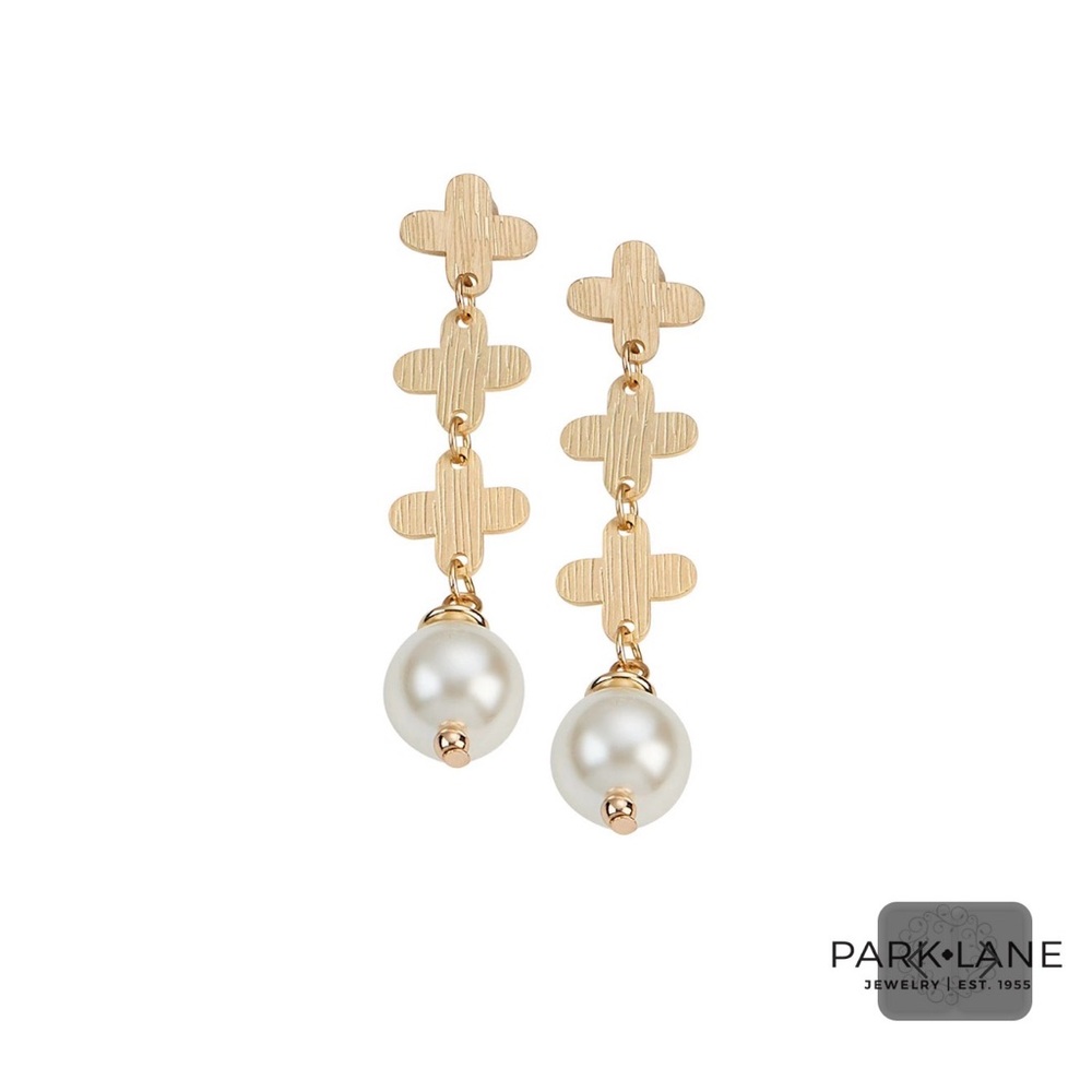 Park Lane Sunray women’s Gold Floral Earrings with Pearl Accents